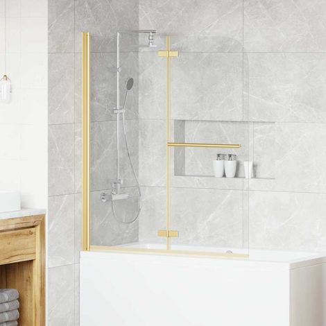 vidaXL Enceinte de Douche Doré 120 x 140 cm Verre ESG et aluminium