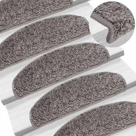Tapis d'escalier 10 pièces 65 x 21 x 4 cm Gris Demi-rond Grand (1/5)
