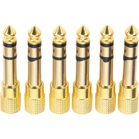 Adaptateur casque 6 pcs 3,5 mm vers 6,35 mm métal, convertisseur micro stéréo jack audio pour mixeur (1/5)