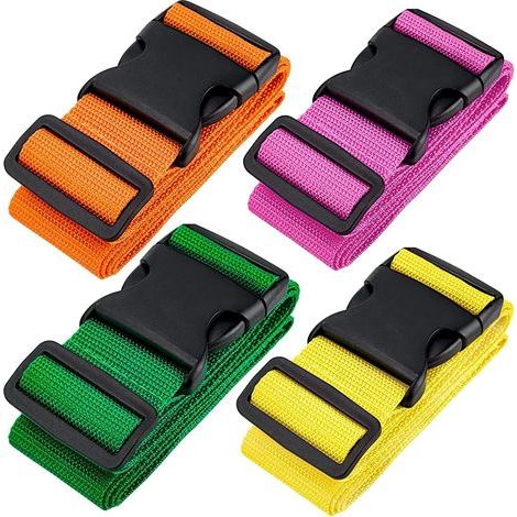 Ensemble de 4 sangles de bagages haut de gamme, réglables et antidérapantes, 5 x 180 cm, disponibles en 4 couleurs vives. (1/3)