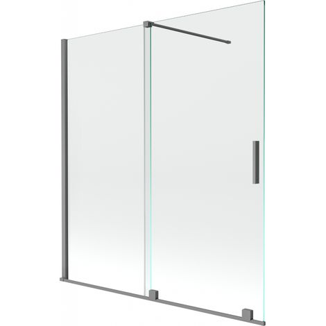 Mexen Velar Duschwand 2-flügelig, verschiebbar 150 x 150 cm, transparent, gun metal - 896-150-000-01-95 (1/2)
