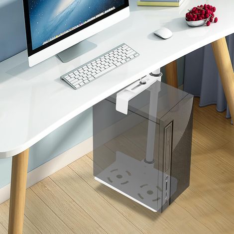 PC Halterung Unter Schreibtisch, Höhenverstellbare Computer Aufhängung Halter für Untertisch- Bis zu 30 kg Tragfähigkeit Funktioniert mit den Meisten Hosts