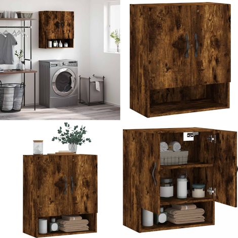 Armoire murale chêne fumé 60x31x70 cm bois d'ingénierie - Rangement murale - Bois d'ingénierie