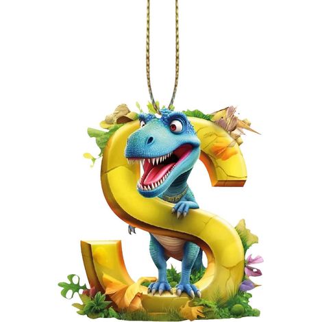 Pendentif Dinosaure - Acrylique Lettre Anglaise - Décoration Arbre De Noël - Pour Enfants - Personnalisable - 1 Pièce (1/2)