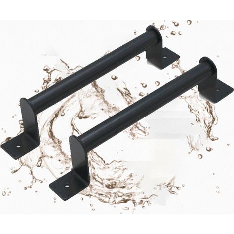 2 PCS Poignées de Porte Coulissante, Poignée de Porte de Grange Robuste, Poignée de Tirage Noire, Poignée Traction Porte en Acier au Carbone pour Armoire, Placard (229 mm) (1/4)