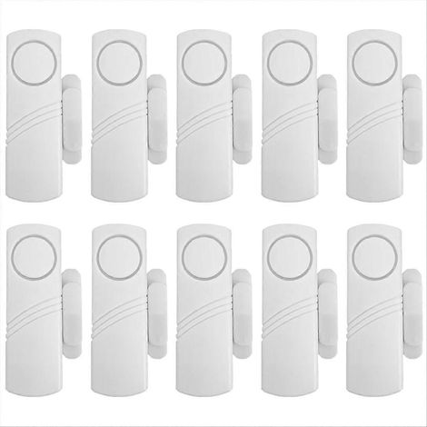 Alarme magnétique sans fil pour portes et fenêtres, capteur d'ouverture de porte antivol pour la maison (lot de 10). (1/5)