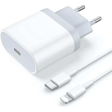 Chargeur rapide USB-C 20 W et câble Lightning de 1 m avec adaptateur secteur pour iPhone 14/14 Pro/14 Pro Max/13/12/11/XR/XS/X/iPad (1/5)