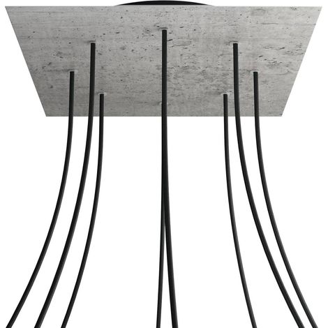 creative cables Rose-One XXL Rosette Square, 400 mm avec 8 trous et 4 trous latéraux - Ciment, noir (1/5)