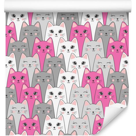 Papier peint à motifs de chatons multicolores pour salon et chambre 50x1000 cm (1/5)