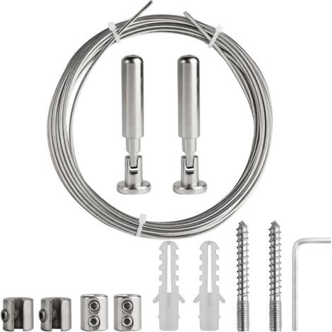 Un set di cavi in ​​acciaio inox, adatti per tende, decorazioni murali e stendibiancheria (5 metri) (1/5)