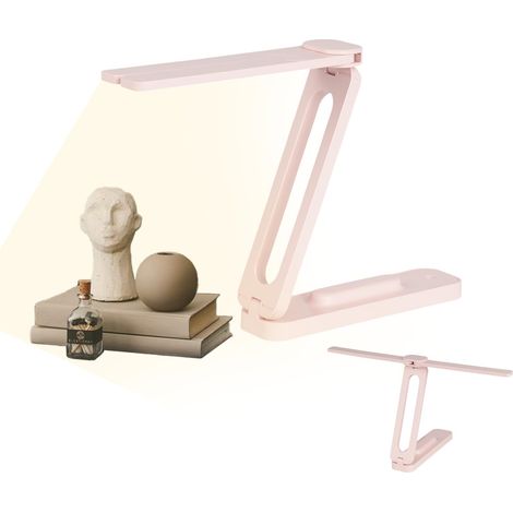 Lampe de bureau LED pliable à double tête - 3 modes de température de couleur, 5 niveaux de luminosité, lampe de bureau tactile sans fil, lampe de table LED rechargeable par USB, lampe de bureau 2000