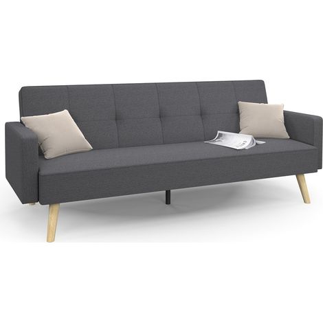 Skandinavisches gerades 3-Sitzer-Sofa, umwandelbar, LARS grau