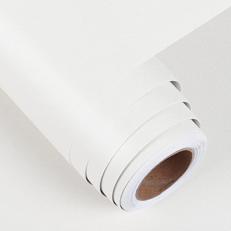 Épaissir Papier Peint Blanc Autocollant Papier Peint Cuisine Stickers Adhésif Décoratif Pour Meuble Imperméable PVC Étanche Décor Pour Murs Armoires Placard Porte Tiroir Tables DIY 40CM x 2M (1/5)