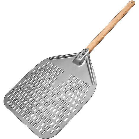 Pelle à pizza perforée, pelle à pizza professionnelle en aluminium anodisé, spatule rectangulaire pour retourner la pizza (1/5)
