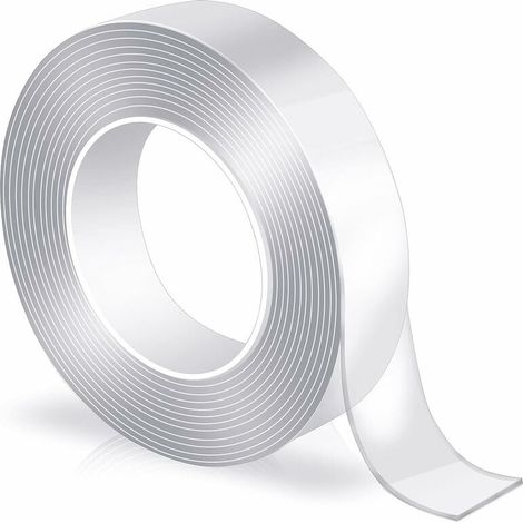 Ruban adhésif double face, multi-usages transparent extra résistant, sans trace, réutilisable pour les tapis et objets photo (3 mètres x 2 cm x 2 mm) (1/5)