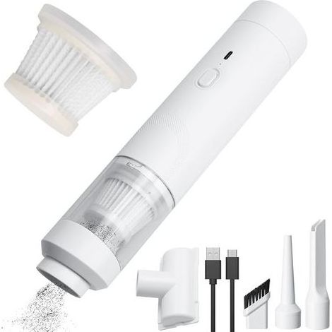 Aspirateur à main sans fil 60 W, puissant aspirateur de voiture 4 en 1, charge rapide USB-C 6 000 Pa, souffleur pour PC et voiture, pour la maison, le bureau et les poils d'animaux (1/5)