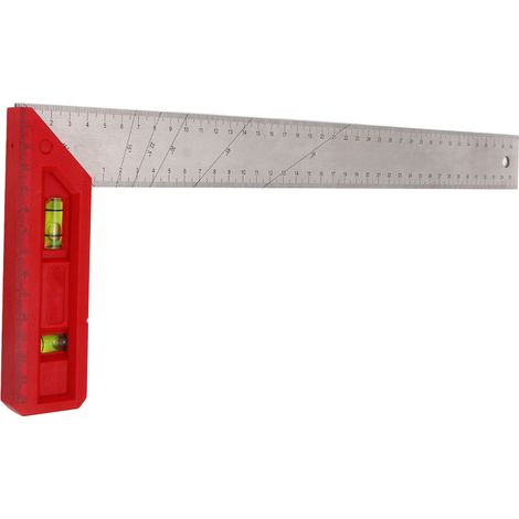 Équerre de charpentier, règle de mesure professionnelle 90°/45° avec niveau à bulle, 40 cm (1/5)
