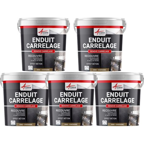 Enduit carrelage, salle de bain, cuisine, mural et sol, recouvre et rénove, faïence, masquage, renove carrelage - Offre Spéciale : 5 x 20KG Châtaigne - ARCANE INDUSTRIES