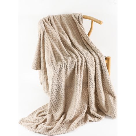 Sollbry Manta de forro polar color blanco roto para sofá y cama, 127 x 178 cm, franela jacquard decorativa 3D, suave, acogedora, ligera y cálida, ideal para todas las estaciones. (1/3)