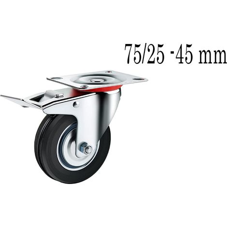 Ruota Carrello Girevole Freno 75mm Piastra Rotante Carico Pesante Industriale (1/5)