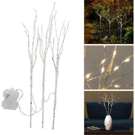 Randaco 3 pièces LED Lumineuses Branches blanc chaud Guirlande lumineuse branches lumineuses de Noël avec Minuterie Blanc 50cm (1/5)