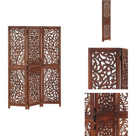 Cloison de séparation 3 panneaux Marron 120x165cm Bois manguier - Cloison De Séparation - Partition Murale - Écran Décoratif - Meuble Pliable - Décoration Intérieure (1/5)