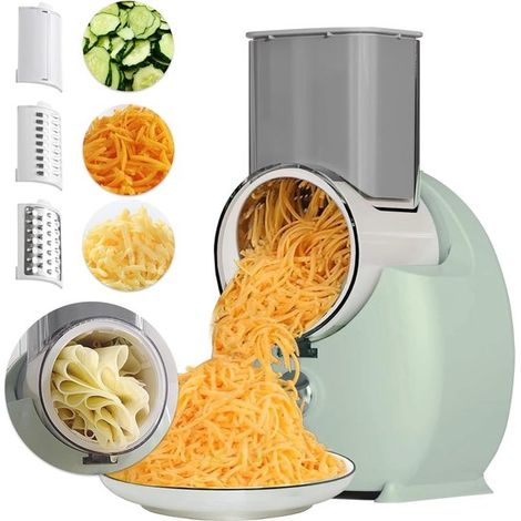 Rallador de queso eléctrico - 3 cuchillas intercambiables - Verde (1/5)