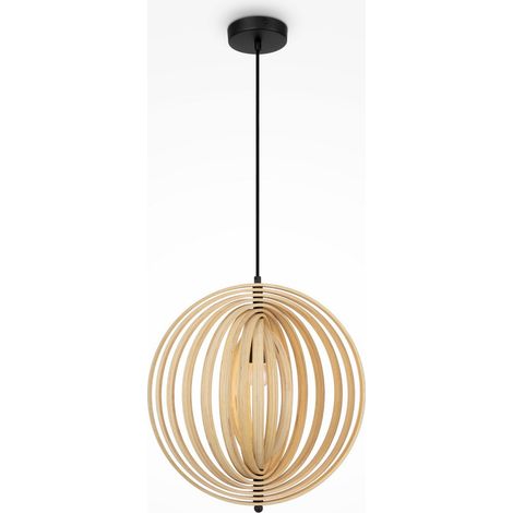 Maytoni Roots Plafonnier suspendu sphérique moderne de 43 cm, noir, 1 ampoule E27, abat-jour beige