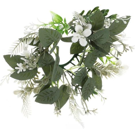 Couronne de bougies printanières à motif de verdure, idéale pour la décoration de table de mariage. Apport de touche naturelle et d'élégance (1 pièce). (1/5)