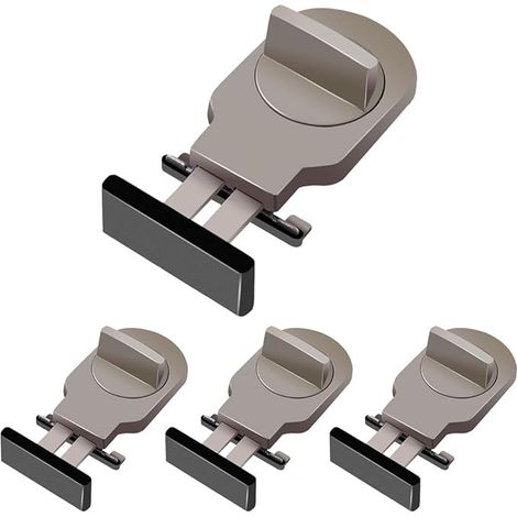 4 Pièces Verrou Baie Coulissante, Serrure Butée Réglable, Serrure de Sécurité pour Fenêtre, Bloque Fenetre Coulissante, Sans Perceuse, pour Portes et Fenêtres Coulissantes (Marron) (1/5)
