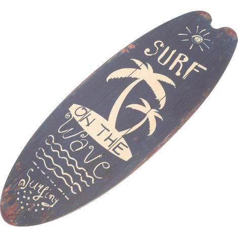 Plaque Murale Planche de Surf Rétro en Bois Ton Café pour Décoration Intérieure Vintage Chic, Facile à Placer Chambre d'Hôtel ou Maison (1/5)
