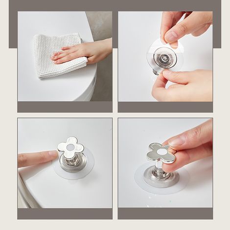 Poignée de couvercle de toilette, lève-abattant, électroplaquée en forme de fleur, adhésive, facile à utiliser, pour chambre à coucher (1/5)
