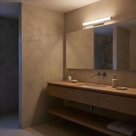 LedsC4 Toilet Slim - Badezimmerleuchte LED 13.2W und 880lm mit Warmweiß 3000K. Durchmesser 7.3cm. Gehäuse aus Aluminium. Innenbereich IP44. Farbe Chrom