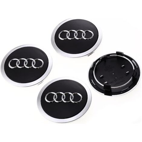 4 pièces Auto Cache Moyeux pour Audi 69MM Cache Moyeu Aluminium+ABS Cache de Roue Centrale ABS Accessoires de Voiture