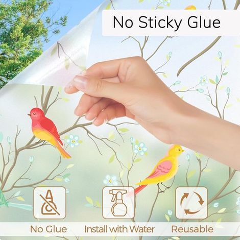 30×100cm,Lámina para ventanas,Lámina adhesiva para ventanas,Lámina adhesiva sin pegamento para ventanas y baños,Plástico adhesivo para ventanas (1/4)