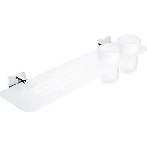 Nimco Keira - IXI Fachboden mit eingefrästen Löchern, 50 cm, mit Gläsern, mattes Glas/Chrom KE X350-58DW-26