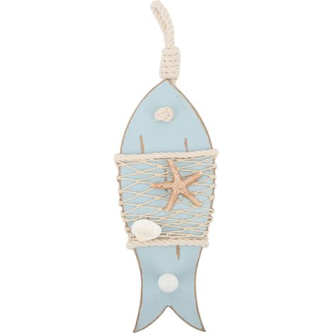 Poisson En Bois - Décoration Murale Nautique Pin Naturel Style Méditerranéen Pour Maison Bar Restaurant - Lot De 1 (1/5)