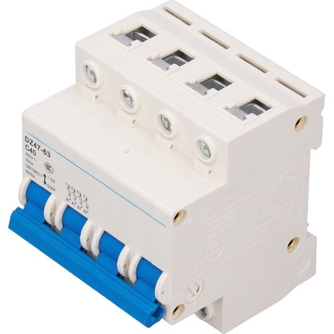 Disjoncteur Modulaire 4P 40A DZ47-63 C40 Rail DIN Protection Basse Tension 400V Interrupteur de Sécurité (1/5)
