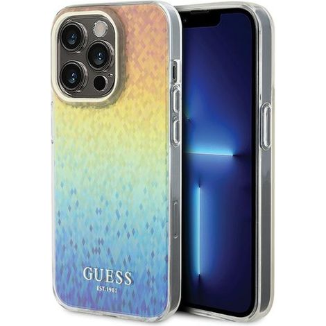 Coque rigide multicolore Guess GUHCP14LHDECMI pour iPhone 14 Pro 6,1" effet miroir à facettes Disco irisé (1/5)