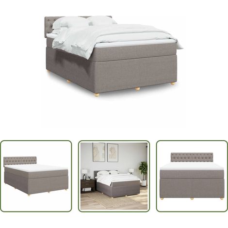 Matelas à ressorts ensachés - Sommier à lattes de lit avec matelas Taupe 140x190 cm Tissu (1/5)