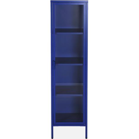 Estantería de acero y vidrio templado, 1 puerta, 160 cm