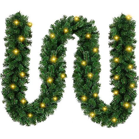 Randaco Ghirlanda di Natale con Luci 5M Ghirlanda porta di Natalizie Ghirlanda porta Anteriore Artificiale Decorazione di Natale Ghirlandeper Scale Festa di Nozze All'interno e All'esterno 100 LEDs (1/5)