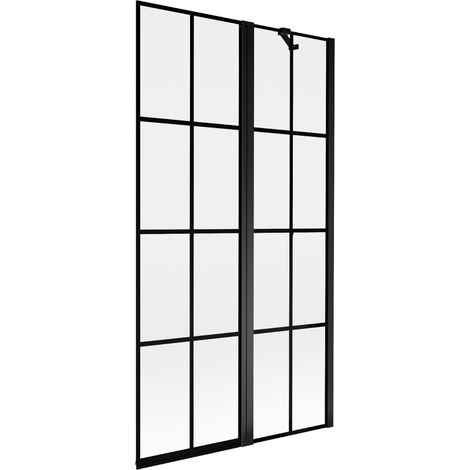 Mexen Mist paroi de bain à 2 volets droite 100 x 150 cm, grille noire, noir - 8A9-100-011-70-77-P (1/5)