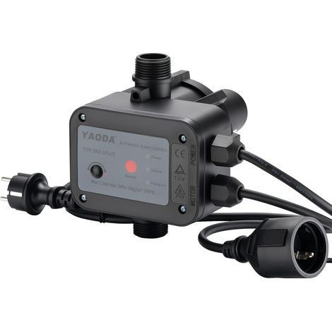 Wiltec Druckschalter mit Kabel SKD-1 230V bis 10 bar, Druckwächter mit Trockenlaufschutz für Hauswasserwerke und Pumpen, zuverlässige Pumpensteuerung