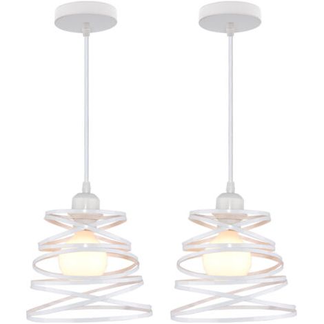 royaluxe- 2PCS Suspension Luminaire D'Intérieur De 20CM Lustre Rétro En Métal Pour Salon Cuisine Blanc