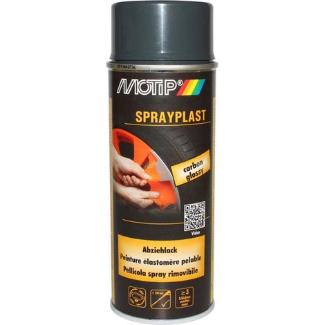 PEINTURE PELABLE ESLASTOMERE SPRAYPLAST CARBONE BRILLANT AEROSOL 400ML MOTIP