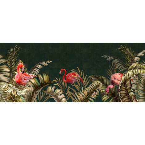Papier peint panoramique - Flamants Roses - 195 cm x 79 cm (1/2)