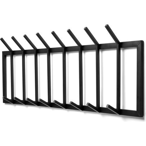 TOJ Living Porte-manteau mural 16 crochets – Patère murale / porte-serviettes – Style industriel & moderne – Acier inoxydable – 90 cm – noir mat (1/4)