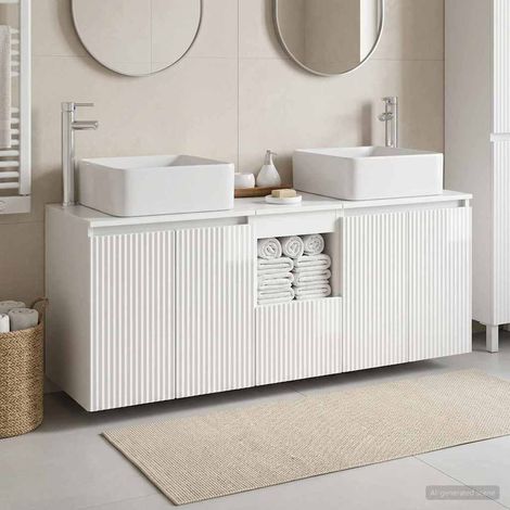 vidaXL Bathroom Cabinet Set 3 pcs High Gloss White 49.5 x 41 x 63 cm (1/5)