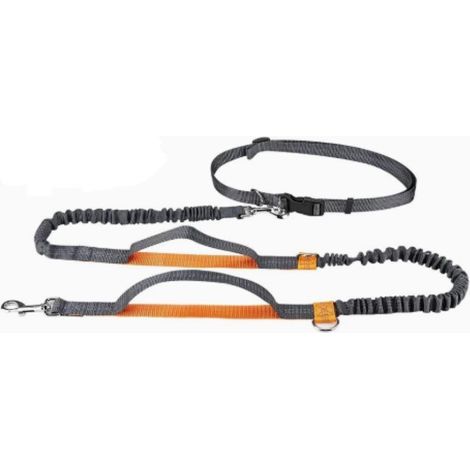 Laisse Chien Mains Libres, Laisse de Jogging Réglable et Élastique avec Coutures Réfléchissantes pour Chiens jusqu’à 110 kg-Crezuo